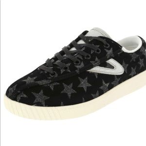 Tretorn Nylite Suede sneaker Black/silver stars 9
